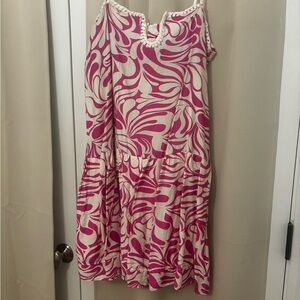 Pink and White Patterned Dress